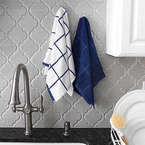 T-Fal 60918 2-Pack Parquet Design 100-Percent Cotton Kitchen Dish Towel, Blue, Solid/Check-2 Pack thumb #4