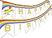 Unicorn Brights Rainbow Happy Birthday Banner Pennant