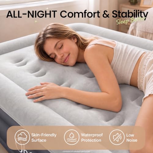 Image of OlarHike 20 inch H Twin Air Mattress with Built in Pump,Inflatable Bed, 400lb