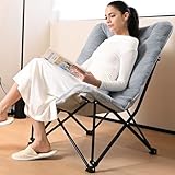 Barbella Living Room Chairs Comfy Saucer Chair, Folding Chair Recliner Chair for Living Room, Folding Lounge Chair Reclining Patio Chairs with Mattress for Indoor Outdoor