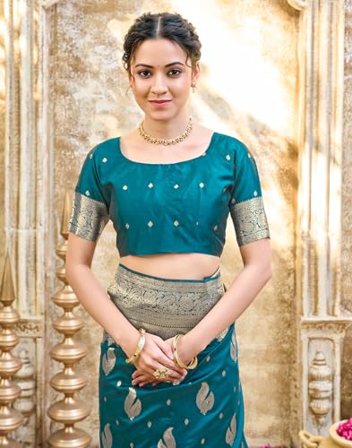Image of SIRIL Women's Silk Jacquard Banarasi Saree With Unstitched Blouse Piece