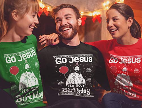 Tstars Jesus Birthday Funny Holiday Xmas Long Sleeve Sweatshirt for Men Women Ugly Christmas Sweater Style4