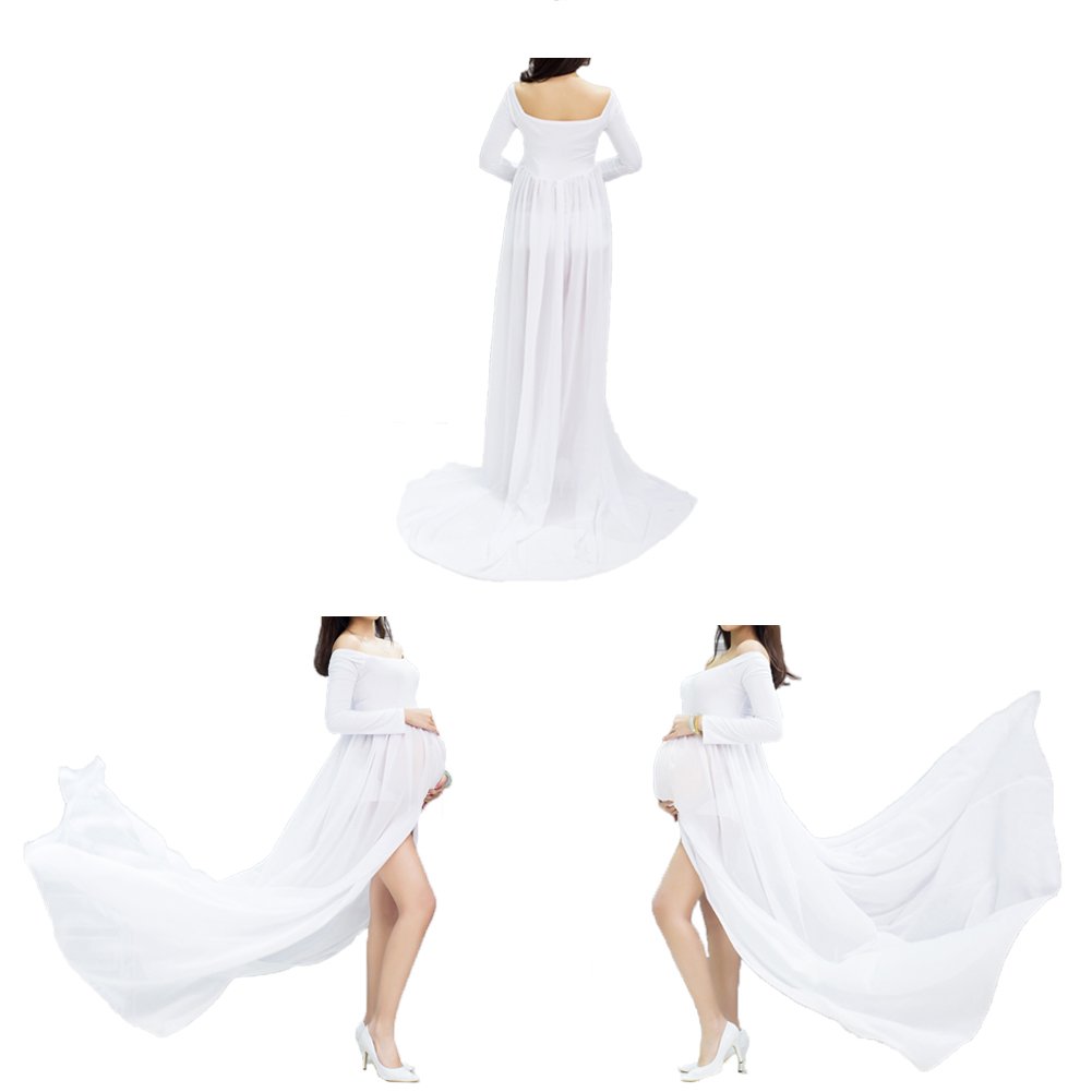 xuanranUK Abiti Eleganti Donne Incinte, Abito in Chiffon Incinta Fotografia Puntelli Fancy Servizio Fotografico per Beach, Vestiti Donne Incinte Gonne fotografiche di maternità