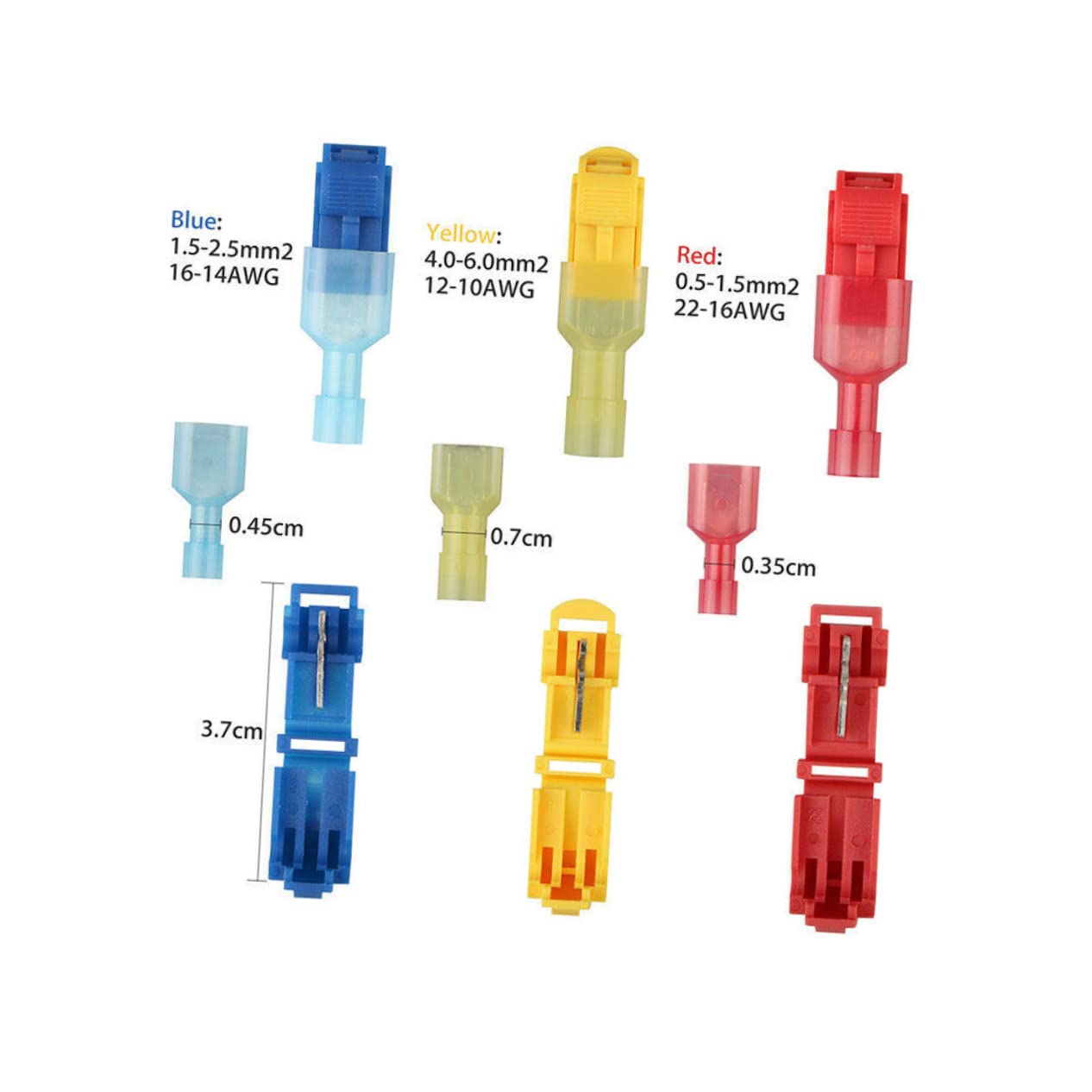 SOLUSTRE 260pcs Terminal Clamp Set T-tap Quick Splice Connectors Wire Splice for Wiring