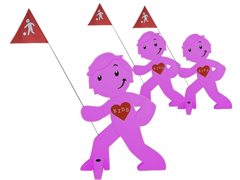Figura de Advertencia con Bandera, indicador Reflectante de Seguridad para niños - Atención a la conducción Lenta (3X magentas)