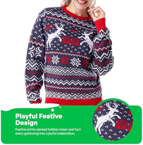 Pull De Noël Homme - Chaud Et Doux, Motifs Flocons De Neige Et Sapin - Idéal Pour Les Fêtes Et Soirées Festives