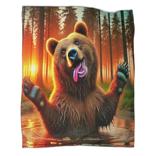 Couverture ours brun 3D cadeau idéal flanelle pour chambre d'enfant - 2