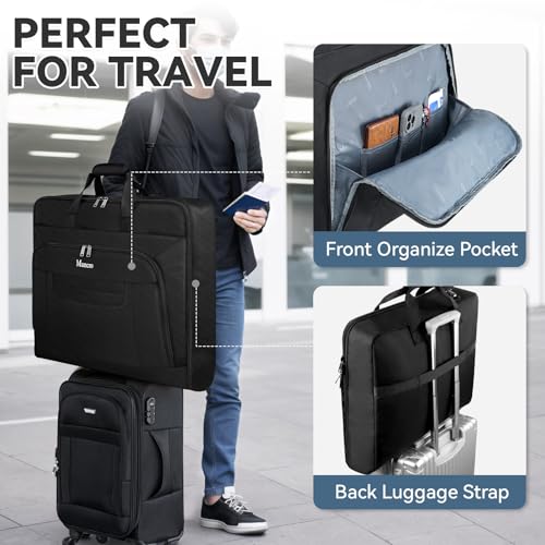 Garment Bags for Travel, Carry On Garment Bag for Business Trips with Shoulder Strap, Mancro Waterproof Foldable Luggage Hanging Suit Bags Gift for Men Women, 2 in 1 Suitcase for Coats, Suits (Black) - Thumbnail 4