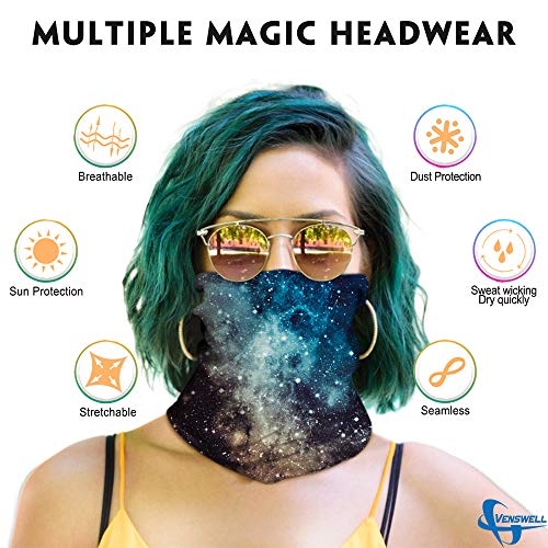 Image of Venswell Neck Gaiter Face Mask Men Women,Seamless Bandana Rave Face Cover Scarf Mask,Balaclava,Headband, Head Wrap,Headwear