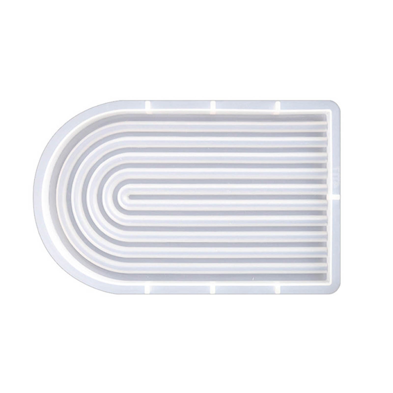 NEWFT Silicone Door Striped Pattern Epoxy Resin for Cup Pad Home Ornaments Tray