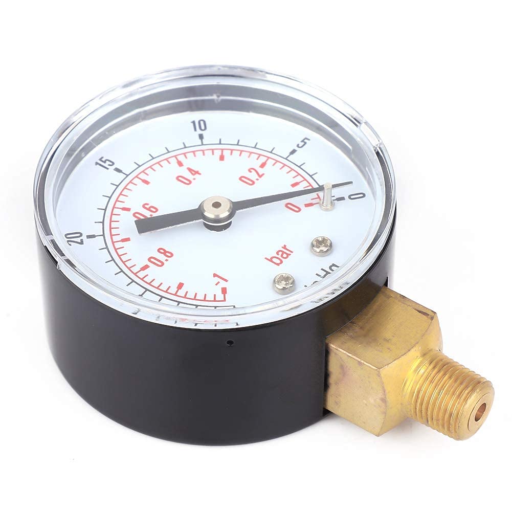 Vacuometro adatto per aria acqua olio, vacuometro aria -1-0bar -30-0inHg 50mm 1/8 BSPT connessione inferiore