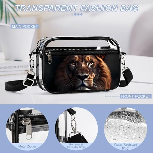 Animal King Lion Clear Stadium Bag Mini Crossbody Bag Anti-Theft Side Shoulder Bags Messenger Bag Unisex4