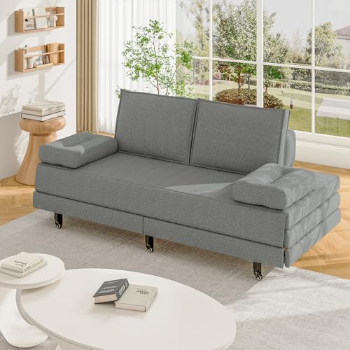 FEEOHOME Schlafsofa 90/180 x 200 cm, Ausziehbett für 2 Sitzer,...