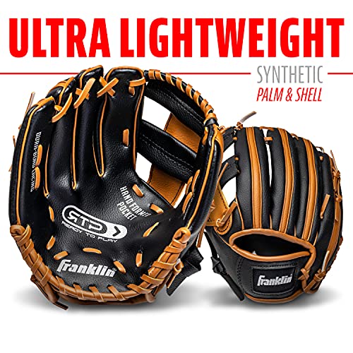 Franklin Sports 4809TBSL Kids Baseball Gloves - Rtp Youth Teeball Glove + Ball Set Boys Girls Mitt Toddlers Left Hand Throw 9.5 Inch Tan thumb #3