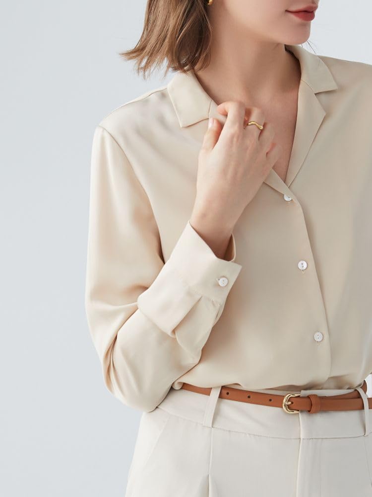 MAFSMJP Womens Boutton Down Shirt V-Neck Long Sleeve Suit Collar Spring Autumn Shirt for Lady