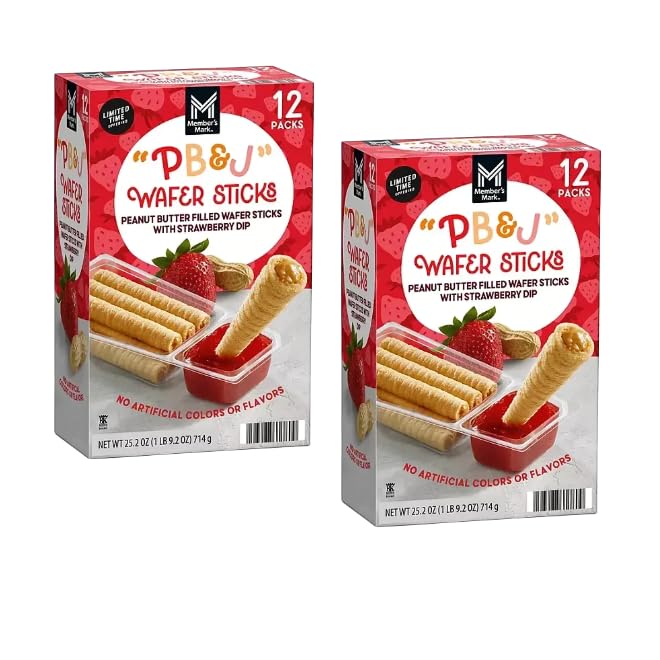 Peanut Butter & Jelly Wafer Sticks, 2.1 oz, 12 Pack (25.2 Ounce (2 Pack))