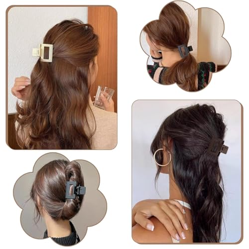 HFLYJPYW 8 Pcs Medium Hair Clips for Women Girls - 2 Styles Rectangle and Double Row Teeth Small Claw Clips for Thin Fine Thick Hair, Matte Non-slip Strong Hold Jaw ClipsDark Collection) - image 6