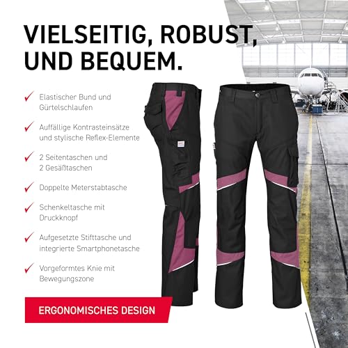KÜBLER Workwear | KÜBLER ACTIVIQ Arbeitsdamenhose | schwarz/pink | Größe 38