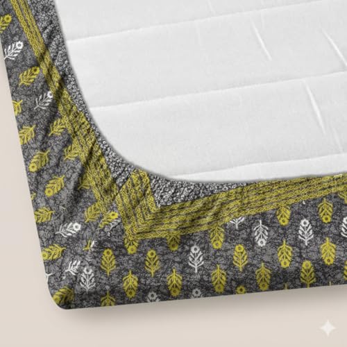 Image of RajasthaniKart Pure Cotton 144 TC Printed Double /Queen Bed Elastic Fitted Bedsheet with 2 Pillow Covers - All Around Elastic | 60 inchx78 inch, Fits Up to 8 inch Mattress | Jaipuri Print, 5301