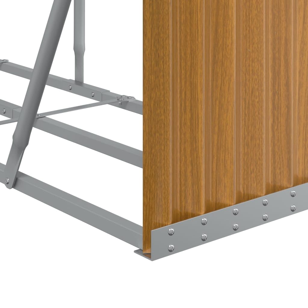 Kaminholzunterstand Holzoptik aus verzinktem Stahl 300x45x100 cm robustes Kaminholzregal mit Wandhalterung zur Brennholzaufbewahrung und Holzstapelhalter für trockene Lagerung im