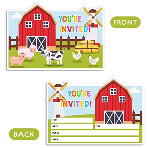 Farm Barnyard Birthday Kid Party Invitation, Animal Pig Cow Invite For Girl Boy, 30 Cards + 30 Envelopes #TOP1
