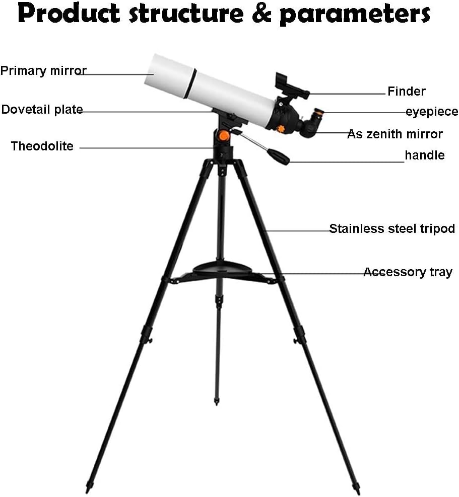 LSLYTQ Spacmirrors Telescopes for Adults Astronomy,80MM Large Objective Lens,telescopes for Adults Astronomy,Telescope with Carry Bag and Tripod for Beginner