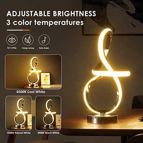 Iksoo Modern Table Lamp, Handmade Note Design Spiral Table Lamp With 7 Rgb Led Colors, Touch Control Dimmable Modern Nightstand Lamp, Cool Lamps For Bedroom, Unique Lamps With A Cool Vibe #TOP2