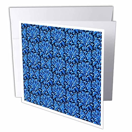 3Drose Light And Dark Blue Fiery Damask Pattern - Greeting Cards (Gc-367448-5) #TOP11
