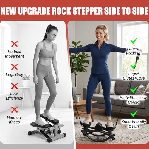 Image of Rock Stepper for Exercise at Home, Rocking Stepper Side to Side with Resistance Bands & Digital Display, 300 LBS Capacity Full Body Workout Low-Impact Knee-Friendly Anti-Slip Side Stepper