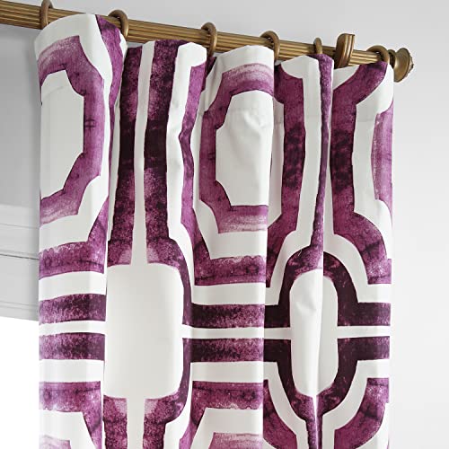 Image of HPD Half Price Drapes Geometric Printed Curtains 120 Inches Long Luxury Cotton Curtains (1 Panel) Room Darkening Window Curtains for Bedroom & Living Room, 50W x 120L, Mecca Geometric Pink