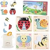 🐝【4 Grandes Puzzles de Madera】 Un conjunto de 4 rompecabezas de animales de jardín incluyendo abeja, mariposa, caracol y mariquita. Los colores vivos y brillantes, las formas lindas y simples de los animales atraen la atención de los niños. Cada rompecabezas tiene una base de madera como referencia, es fácil organizar los rompecabezas para los niños pequeños. Ayude a su bebé a entender el aspecto y la estructura de estos animales.