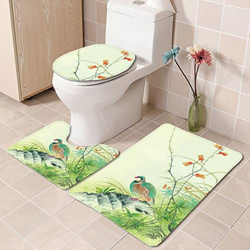 Badematten Set 3 teilig,Toilettenmatte Set,3er Badgarnitur Badezimmer Matte Set Dusch Bade Matte Vorleger Teppich 3D…