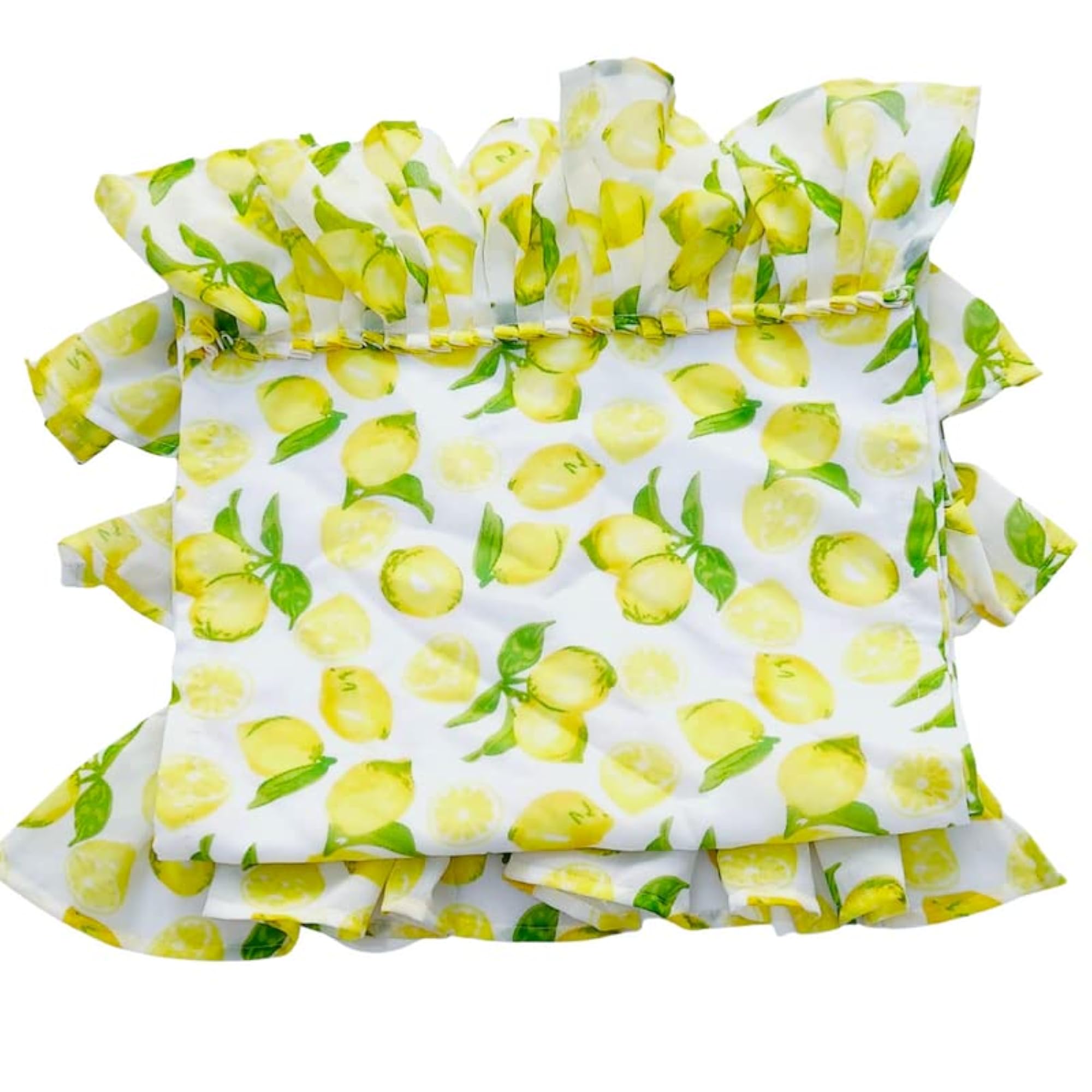 Lemon Printed Frilled Table Runner, 2 Seater