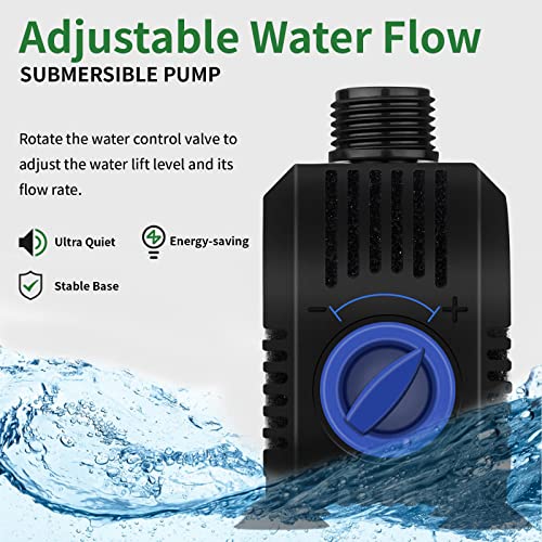 Fountain Pond Submersible Water Pump: 45W 660Gph Adjustable Quiet Outdoor Pump With 2 Nozzles 32Ft Power Cord For Small Garden Aquarium Circulation Hydroponics Statuary #TOP3