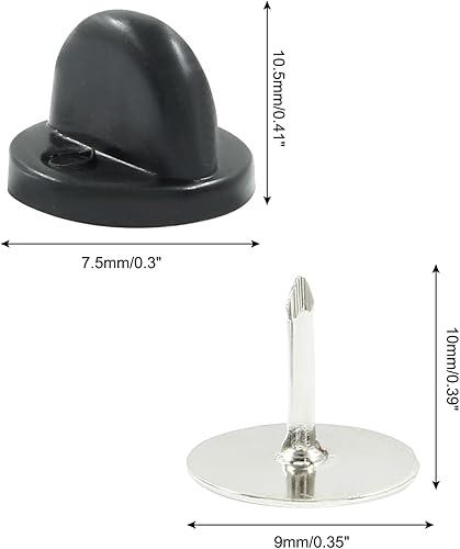 Miniatura 2 de 100 piezas de tachuelas de corbata en blanco, pines de goma de PVC para broche de corbata y sombrero (negro)