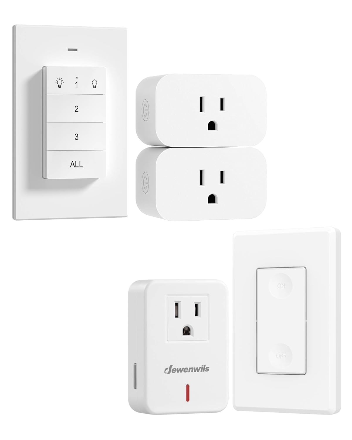 DEWENWILS Remote Control Outlet Wireless Wall Mounted Light Switch, Electrical Plug in On Off Power Switch for Lamp, Fan, Household Appliance, No Wiring, 100 Feet RF Range, ETL Listed, Programmable