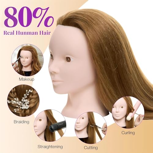 2834 mannequin head human hair 80 real hair mannequin head for makeup practice cosmetology manikin doll head for hair styling hairdressing training head for braiding 27
