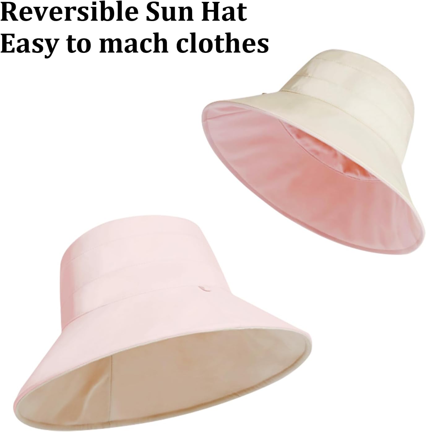 Peicees Wide Brim Sun Hats for Women Reversible Bucket Hat UV Sun Protection Hat UPF 50+ for Beach Travel Hiking Gardening - Image 2