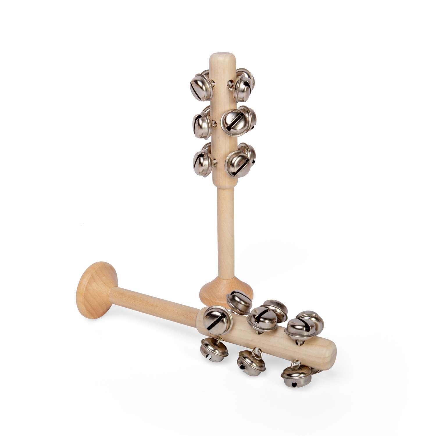 Bigjigs Toys Natural Bellstick | Kids' Wooden Stick Instrument with Bells