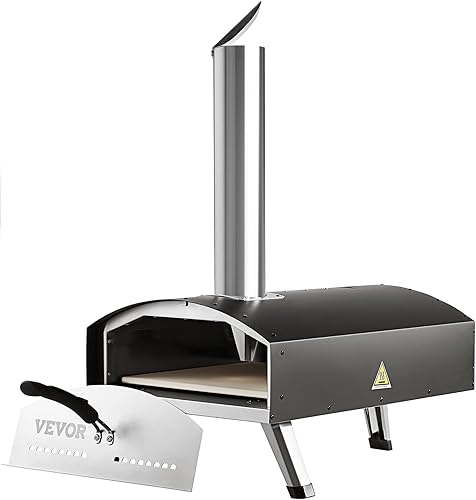 Miniatura 9 de VEVOR Horno de pizza para exteriores, horno de pizza de leña de 12 pulgadas, máquina de pellets y carbón con piedra de cordierita, horno de pizza