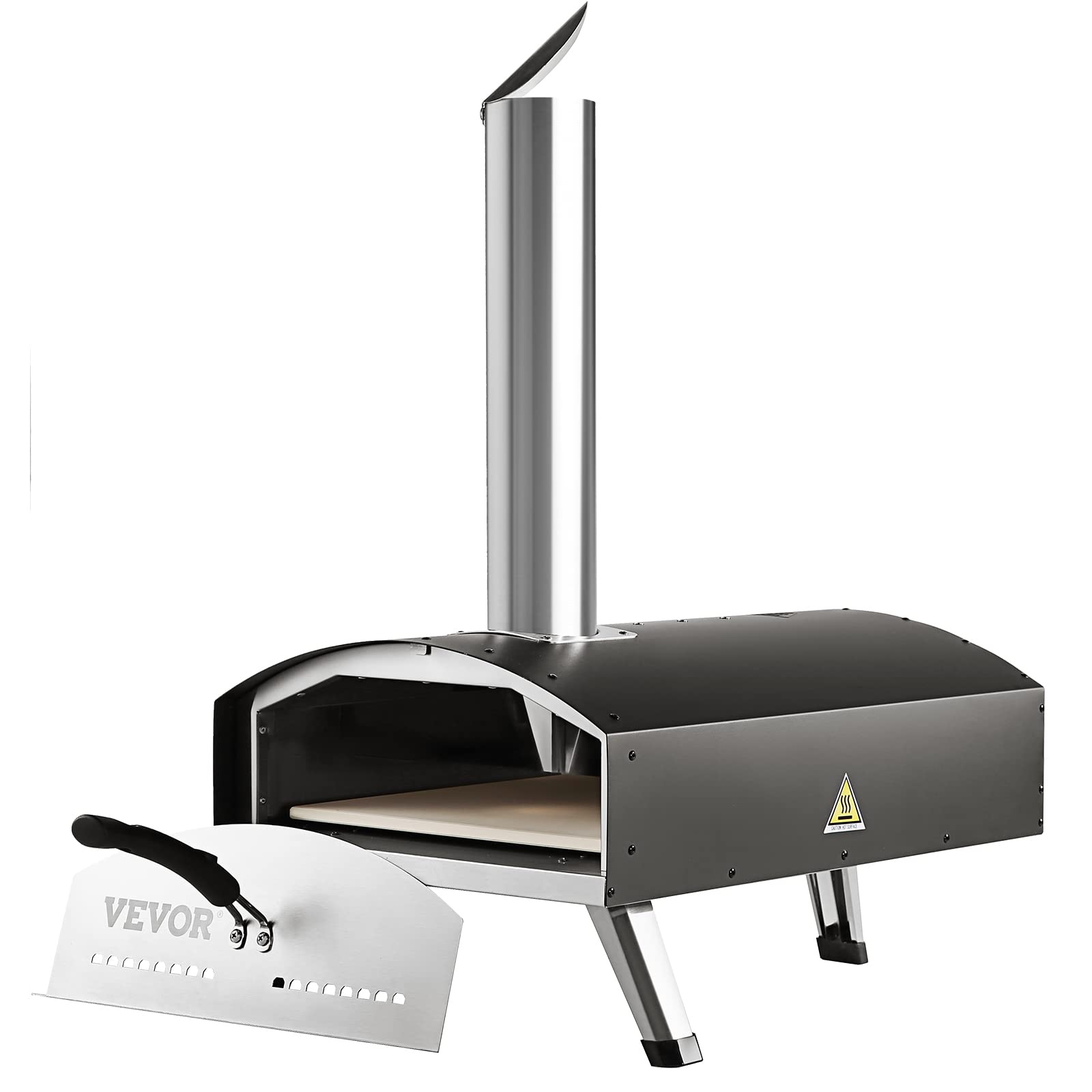 VEVOR Forno per Pizza Portatile a Pellet di Legno con Pietra per Pizza 12 Pollici Temperatura Max. 540℃, Forno Pizza Portatile da Esterno a Pellet di Legno per Viaggio Campeggio Festa Evento Banchetto