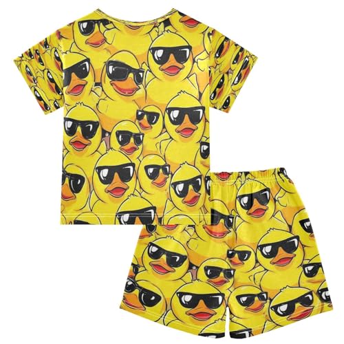 Pajama Sets Short Sleeve Cool Ducks Wearing Shades Soft Cotton Summer Sleepwear 2 Piece PJS Size 5-14T2