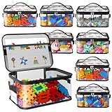 8 Packs Large Toy Storage Bags with Labels, Reusable Clear PVC Board Game Storage, Travel Waterproof Toy Organizer Bags with Name Tag and Manual Pocket for Building Blocks, Puzzle, Kids Books