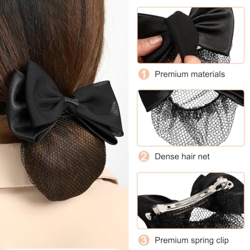 Ipetboom 2 Pzs Cubierta para Moño con Red y Pinzas para Cabello para Mujer Accesorios Elegantes para Trabajo Diario, Danza y Oficina miniatura 3