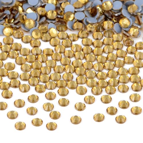 Image of Bymitel Hotfix Crystal Rhinestones Round Gems Iron on DIY Jewelry Making Flat Back for Crafts,Lt. Topaz, 3mm(SS12 /2880pcs)