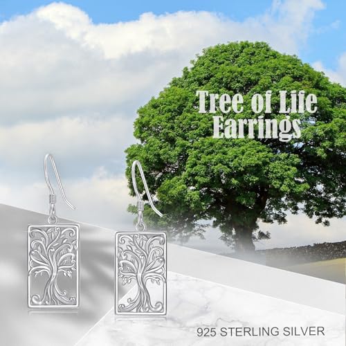 Tree of Life Earrings for Women, 925 Sterling Silver Family Tree Dangle Earrings Gifts for Women Mother Wife Christmas Gifts4