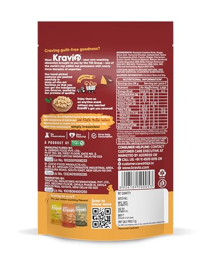 Image of Kravio Premium Imli Khatta Meetha Roasted Cashew Nuts 200g | Zero Cholesterol Natural Jumbo Size Whole Kaju Nuts & Dry Fruits | Rich in Protein, Roasted Crunchy Delicious Healthy Snacks