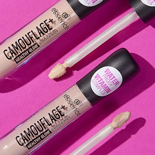essence CAMOUFLAGE+ HEALTHY GLOW concealer, Nr. 10, Nude, mit Vitaminen, aufhellend, natürlich, strahlend, vegan, wasserfest, ohne Alkohol, ohne Parabene, 1er Pack (5ml)