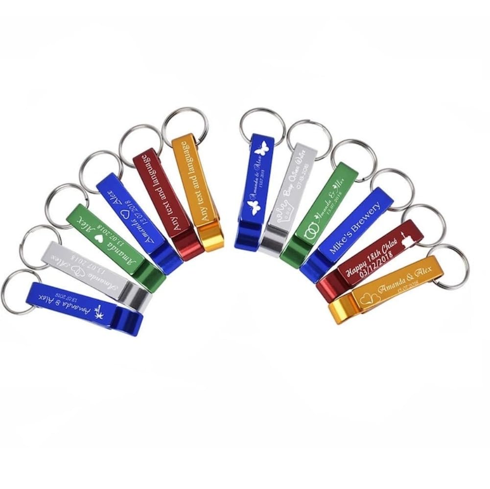 Porte-clés gravé avec décapsuleur personnalisé pour professionnels et cadeaux d'invités
