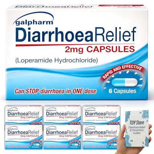 Diarrhoea Relief (6 Pack) 36 Loperamide Hydrochloride GSL TDY Bundle Including Diarrhoea Causes & Relief Guides + Stool Chart & Recording Chart - Packaging May Vary